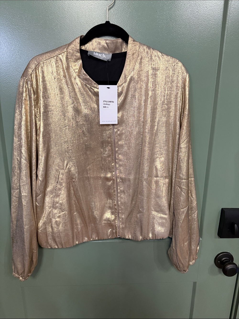 Blank Label Metallic Gold Bomber Jacket